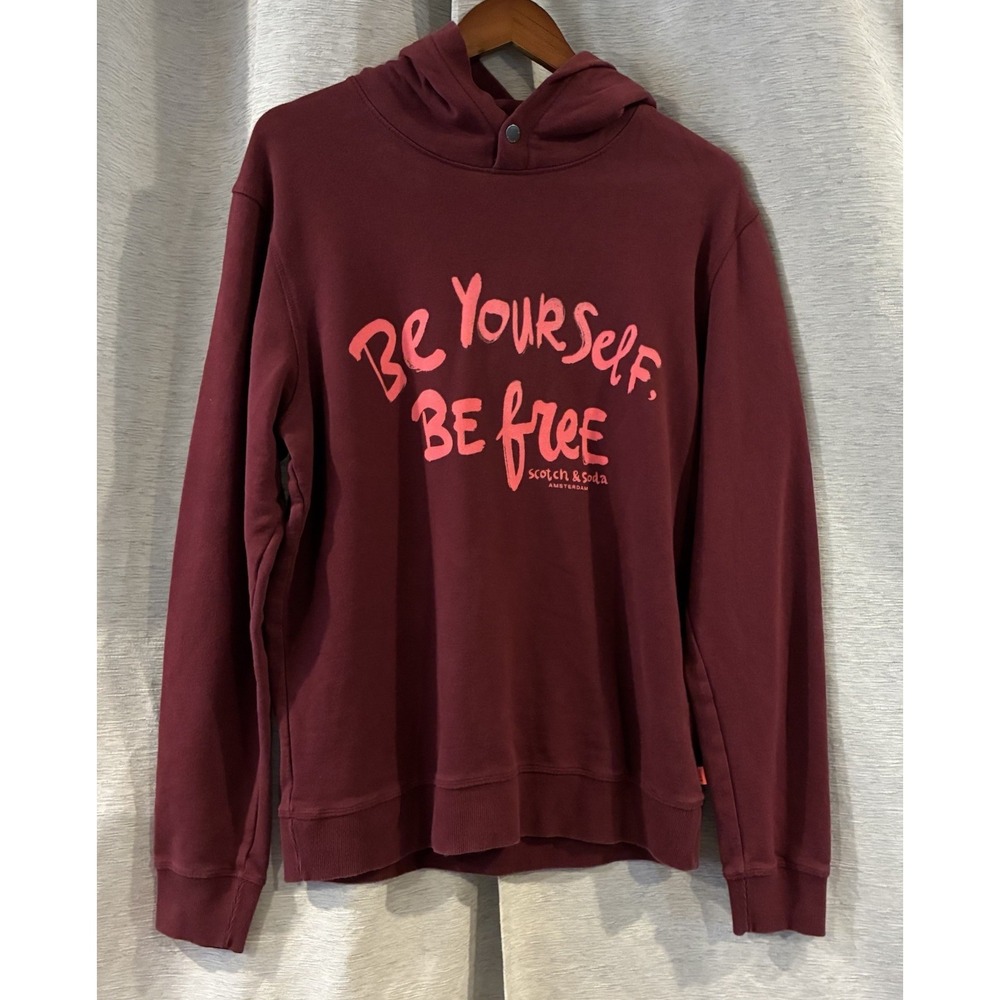 Scotch & Soda Be Yourself Be Free Pullover Hoodie Maroon Women Size Medium